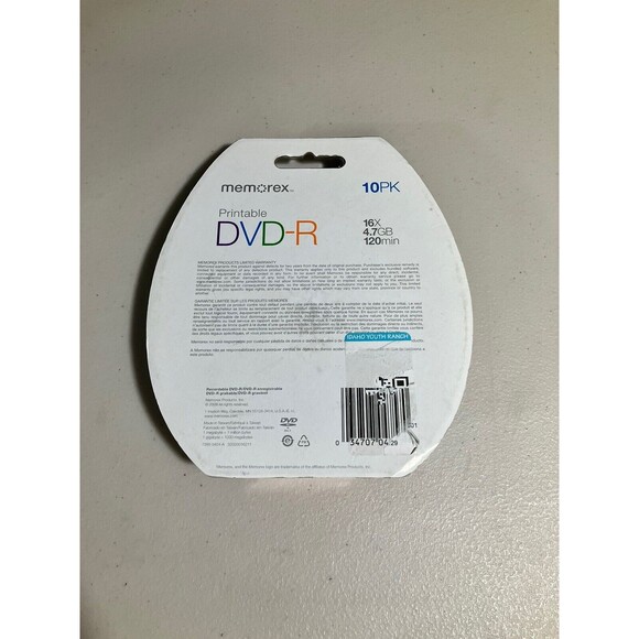 Memorex Printable DVD-R 10 Pack with DVD Marker 16X 4.7 GB 120 Min - Picture 2 of 2